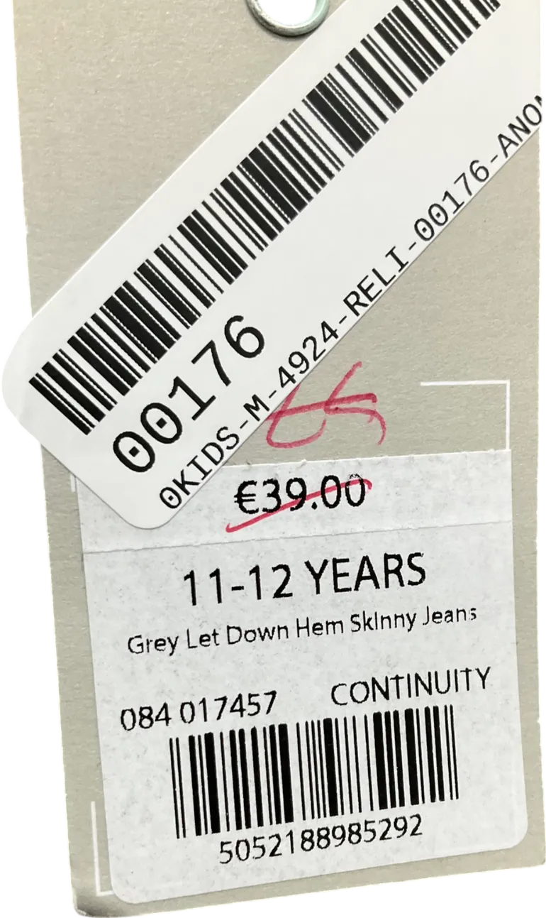 Mintie by Mint Velvet Grey Let Down Hem Skinny Jeans 11 Years