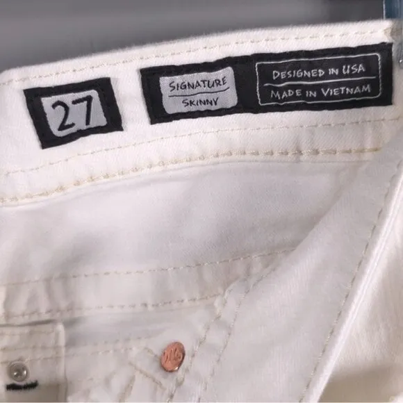 MISS ME SIGNATURE SKINNY White Jeans Embroidered JP7607S WT 01 Size 27