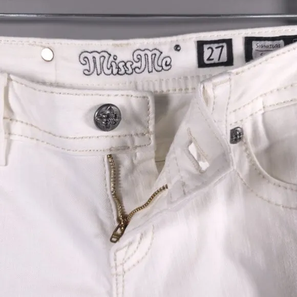 MISS ME SIGNATURE SKINNY White Jeans Embroidered JP7607S WT 01 Size 27