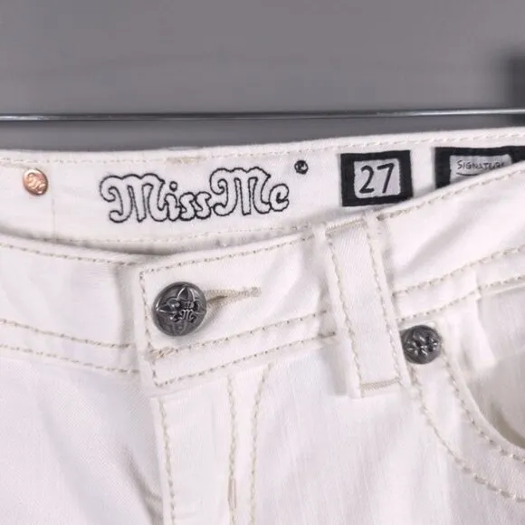 MISS ME SIGNATURE SKINNY White Jeans Embroidered JP7607S WT 01 Size 27