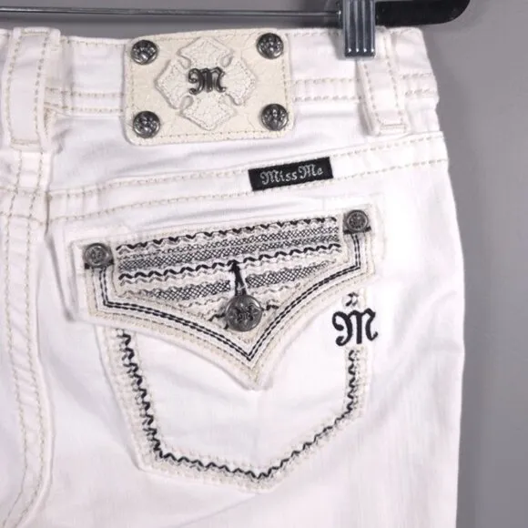 MISS ME SIGNATURE SKINNY White Jeans Embroidered JP7607S WT 01 Size 27