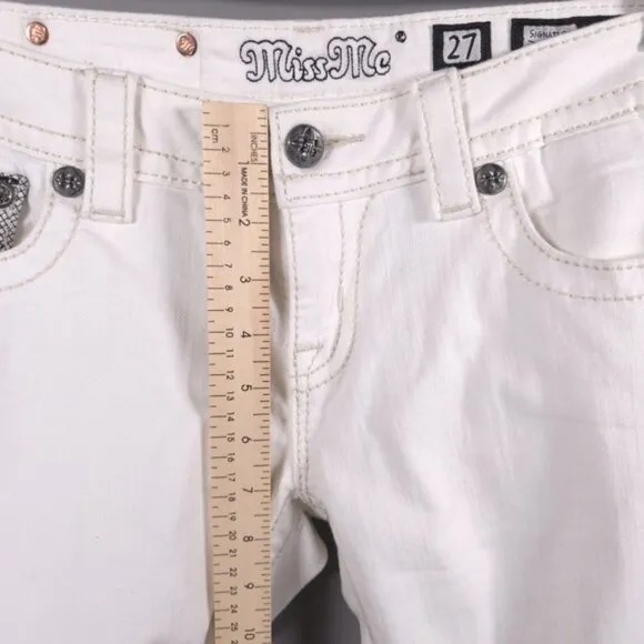 MISS ME SIGNATURE SKINNY White Jeans Embroidered JP7607S WT 01 Size 27