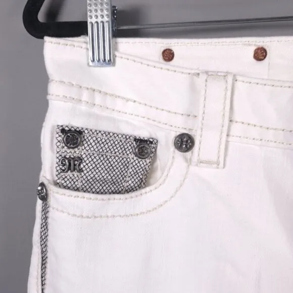MISS ME SIGNATURE SKINNY White Jeans Embroidered JP7607S WT 01 Size 27