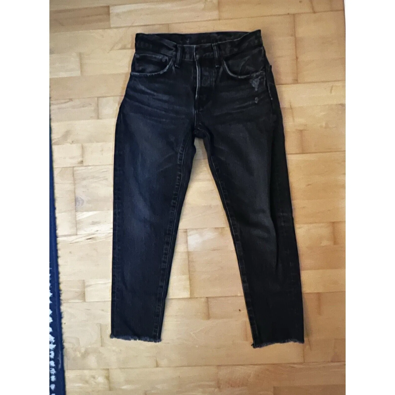 Moussy Women’s Redlands Skinny Jeans Grey Black Distressed 25 X 24