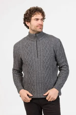 NATIVE WORLD MENS ARRAN HALF ZIP SWEATER