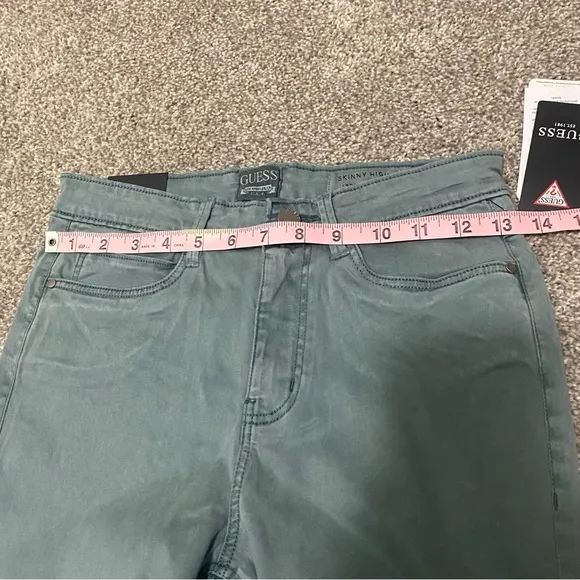 New Guess 1981 High Rise Skinny Jeans in Dusty Teal Size 28