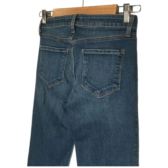 New L’Agence Womens Size 25 Mid Rise Straight Leg Wiskering Jeans Denim Blue
