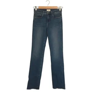 New L’Agence Womens Size 25 Mid Rise Straight Leg Wiskering Jeans Denim Blue
