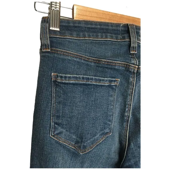 New L’Agence Womens Size 25 Mid Rise Straight Leg Wiskering Jeans Denim Blue