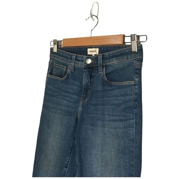 New L’Agence Womens Size 25 Mid Rise Straight Leg Wiskering Jeans Denim Blue