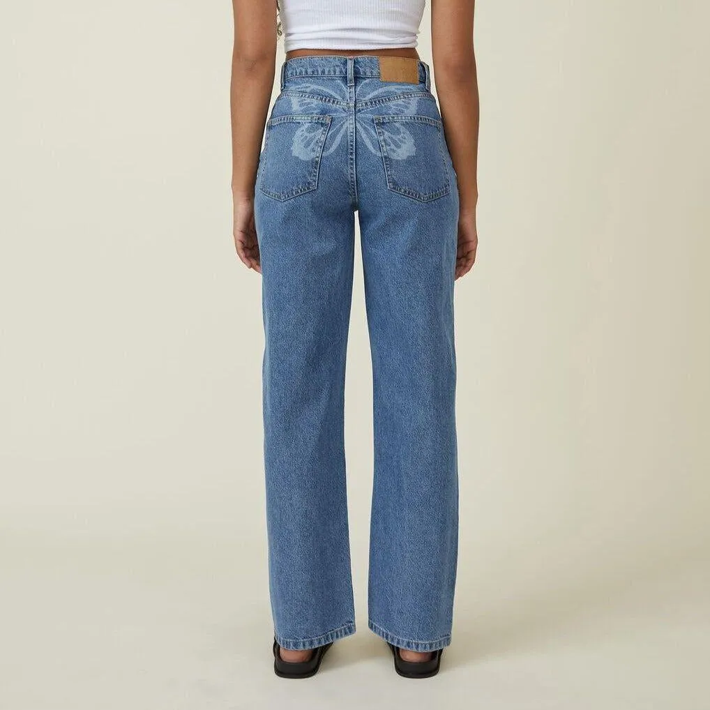 Nikolett Butterfly Loose Straight Jeans