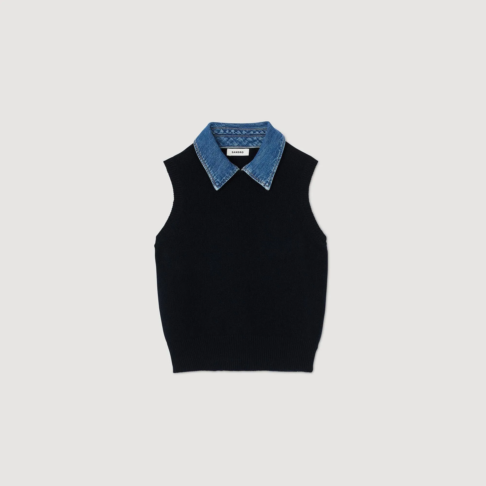 Nimes Jumper With Removable Collar Navy Blue