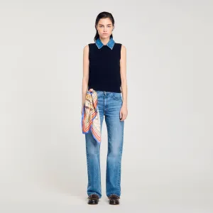 Nimes Jumper With Removable Collar Navy Blue