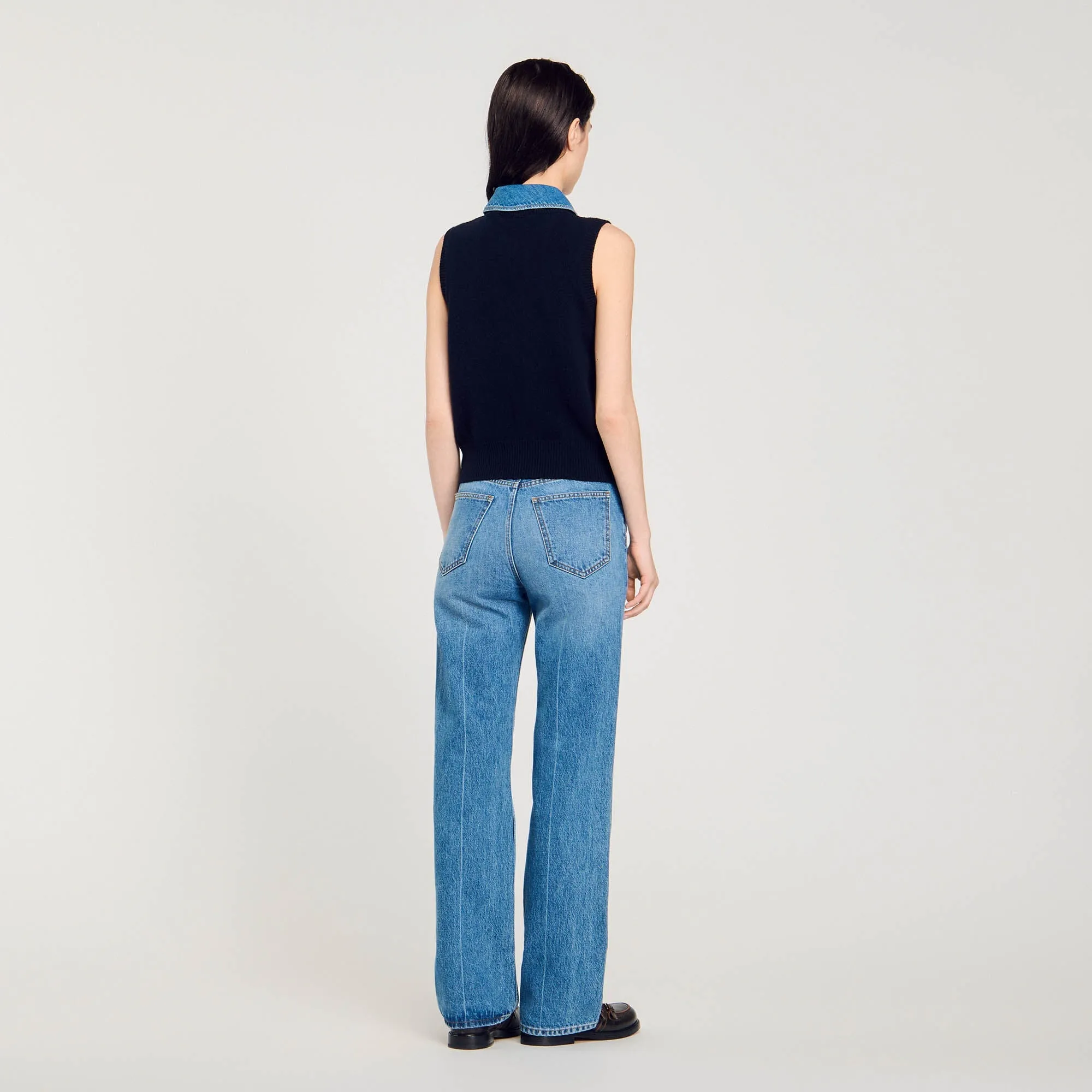 Nimes Jumper With Removable Collar Navy Blue
