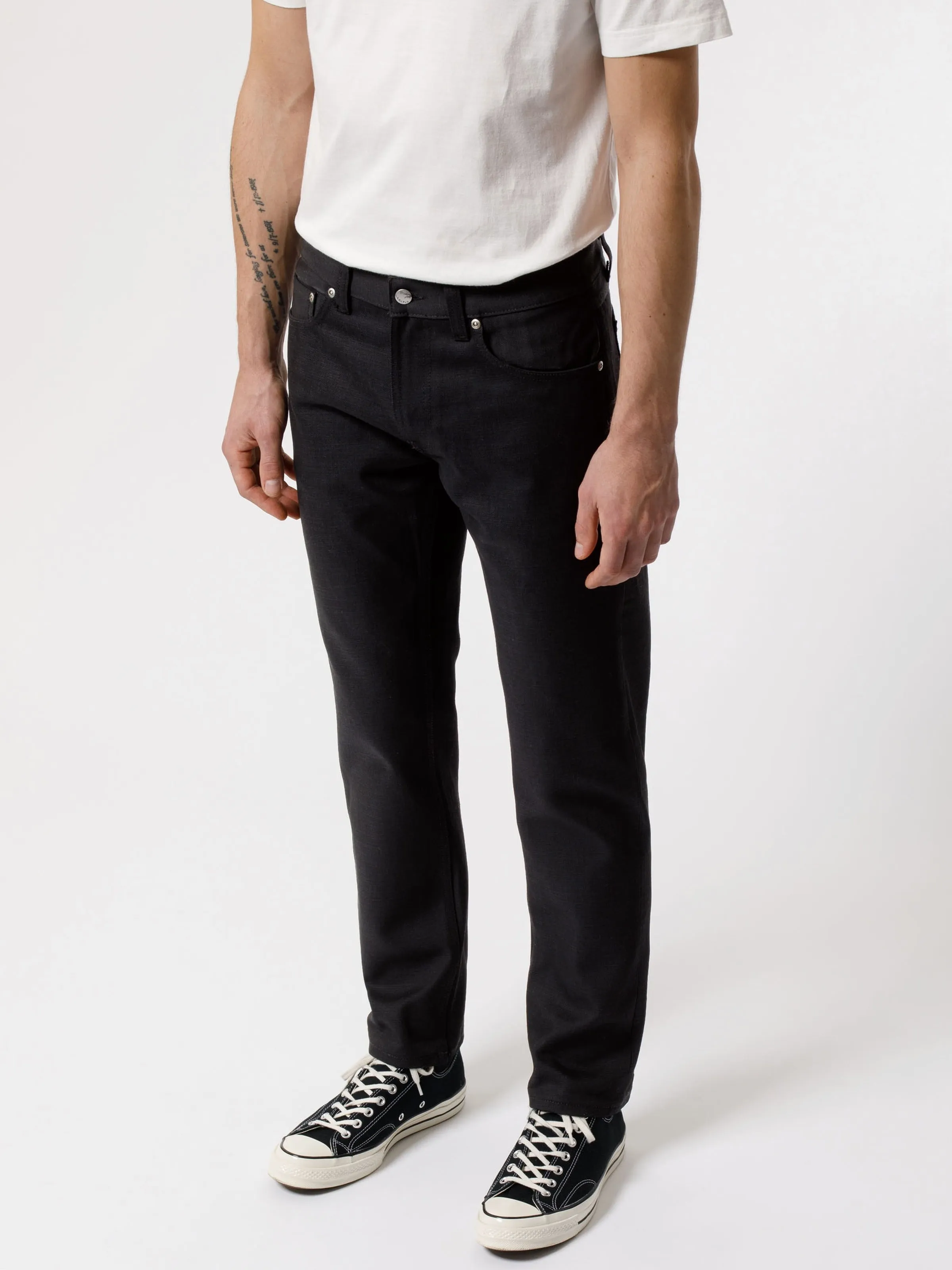 【Nudie Jeans】Gritty Jackson Dry Black YD 12.5 oz 復刻中腰直筒牛仔褲