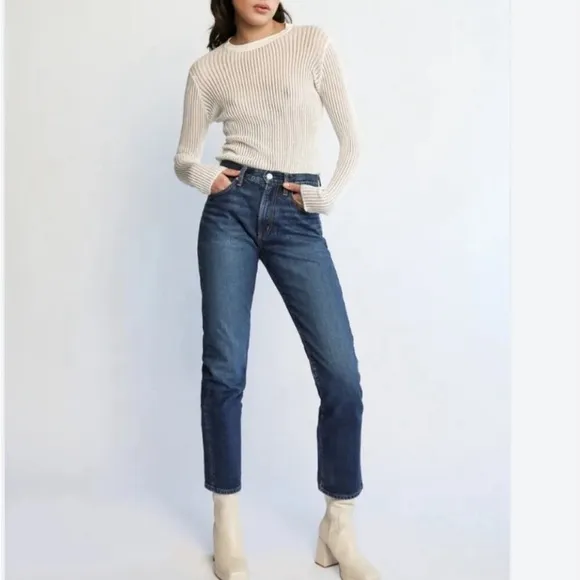 NWT Adriano Goldschmied Daily Blue Manya Classic Straight Leg Jean $285