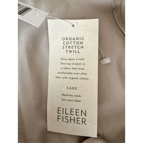 NWT Eileen Fisher Organic Cotton Muslin Straight Pants Jeans Size Large