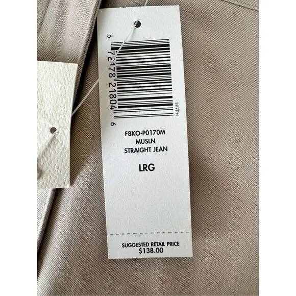 NWT Eileen Fisher Organic Cotton Muslin Straight Pants Jeans Size Large