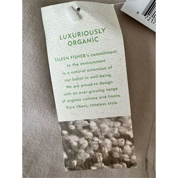 NWT Eileen Fisher Organic Cotton Muslin Straight Pants Jeans Size Large