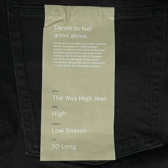 NWT Everlane The Way High Jean Womens 30 Long Coal Black