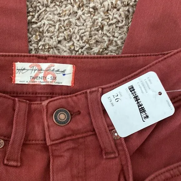 NWT Free People We The Free Red High Rise Skinny Jeans Size 26