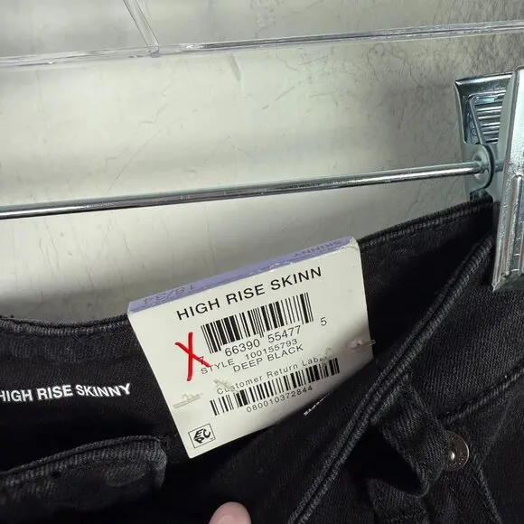 NWT INC Core Denim Rhinestone Skinny Jeans Deep Black Plus Size 18 34 NEW