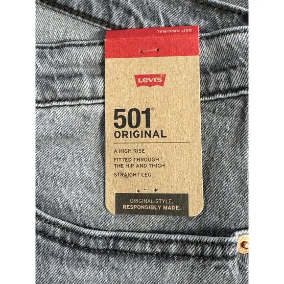 NWT Levi's 501 Original Fit Women's Jeans in Porcini Haze Grey Size 18