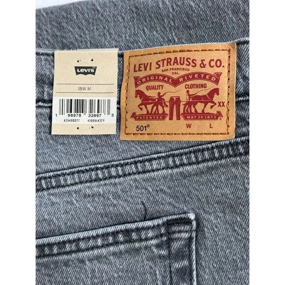 NWT Levi's 501 Original Fit Women's Jeans in Porcini Haze Grey Size 18