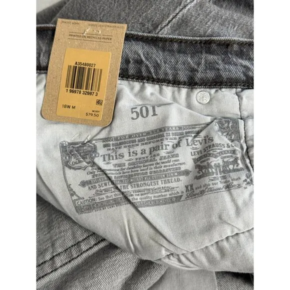 NWT Levi's 501 Original Fit Women's Jeans in Porcini Haze Grey Size 18