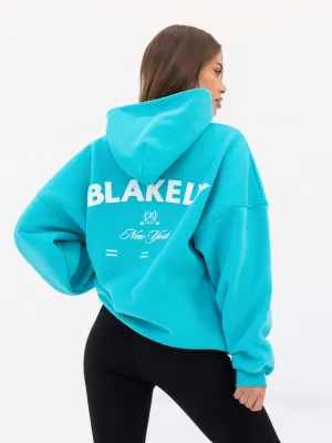 NY Crest Oversized Hoodie - Aqua
