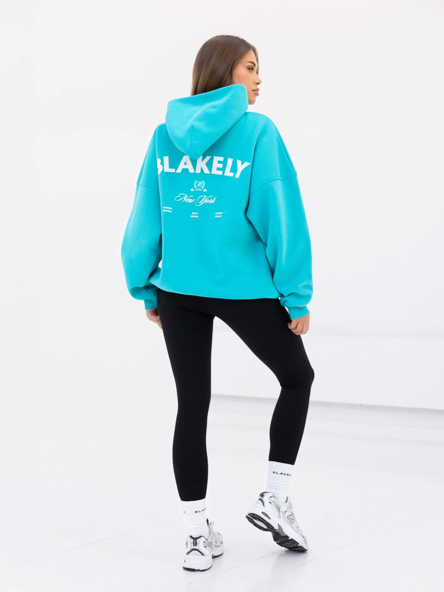 NY Crest Oversized Hoodie - Aqua