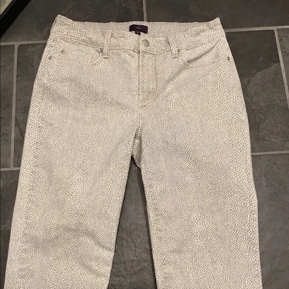 NYDJ Micro Giraffe Print Ankle Pant Tummy-Control Stretch Jeans SZ 6