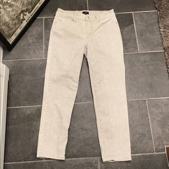 NYDJ Micro Giraffe Print Ankle Pant Tummy-Control Stretch Jeans SZ 6
