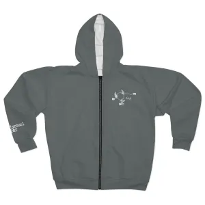 Olive leaves chemical compound / Hydroxytyrosol dealer / Unisex Zip Hoodie (AOP) / gray sweatshrt