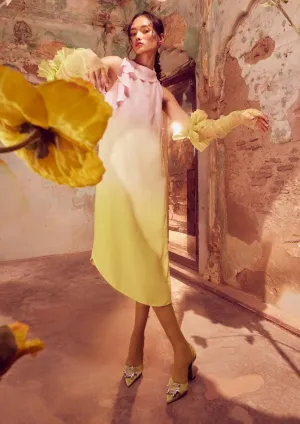 Ombre crepe shift dress