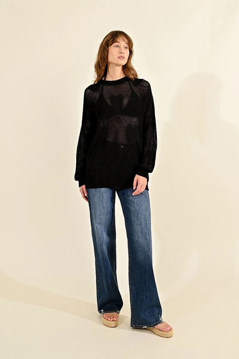OPENWORK COTTON SWEATER