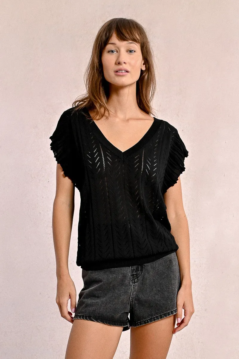 OPENWORK KNIT T-SHIRT