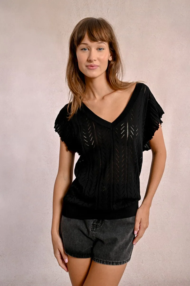 OPENWORK KNIT T-SHIRT