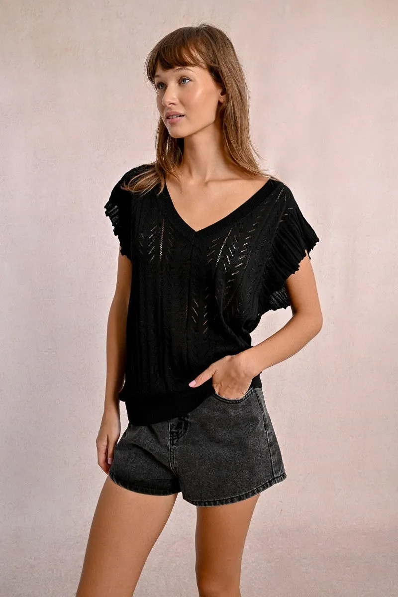 OPENWORK KNIT T-SHIRT
