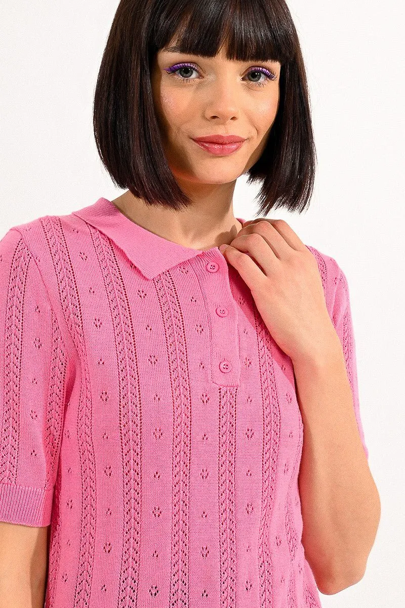 OPENWORK POLO SWEATER