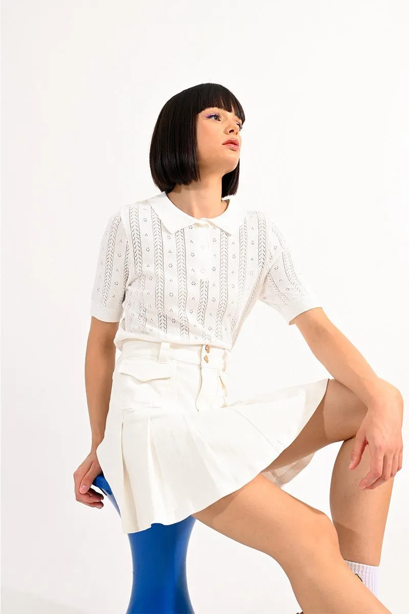 OPENWORK POLO SWEATER