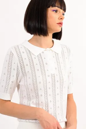 OPENWORK POLO SWEATER
