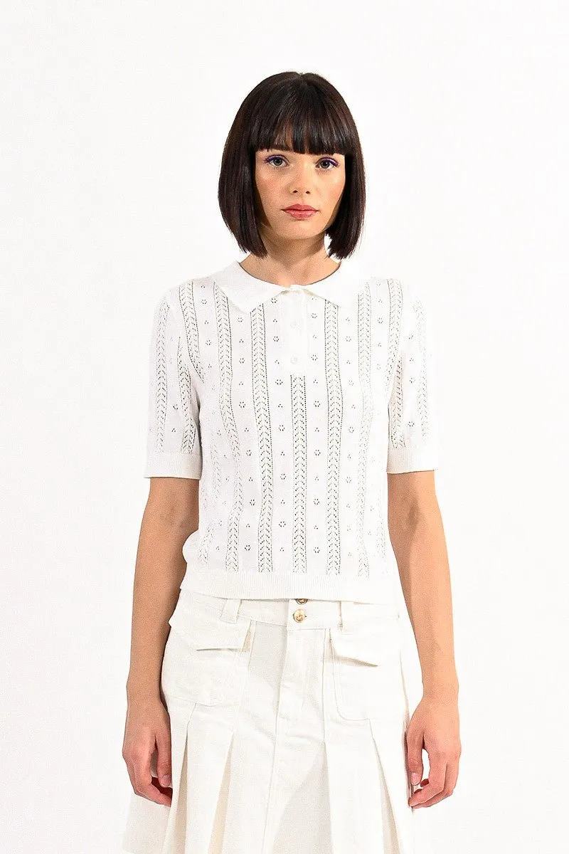 OPENWORK POLO SWEATER