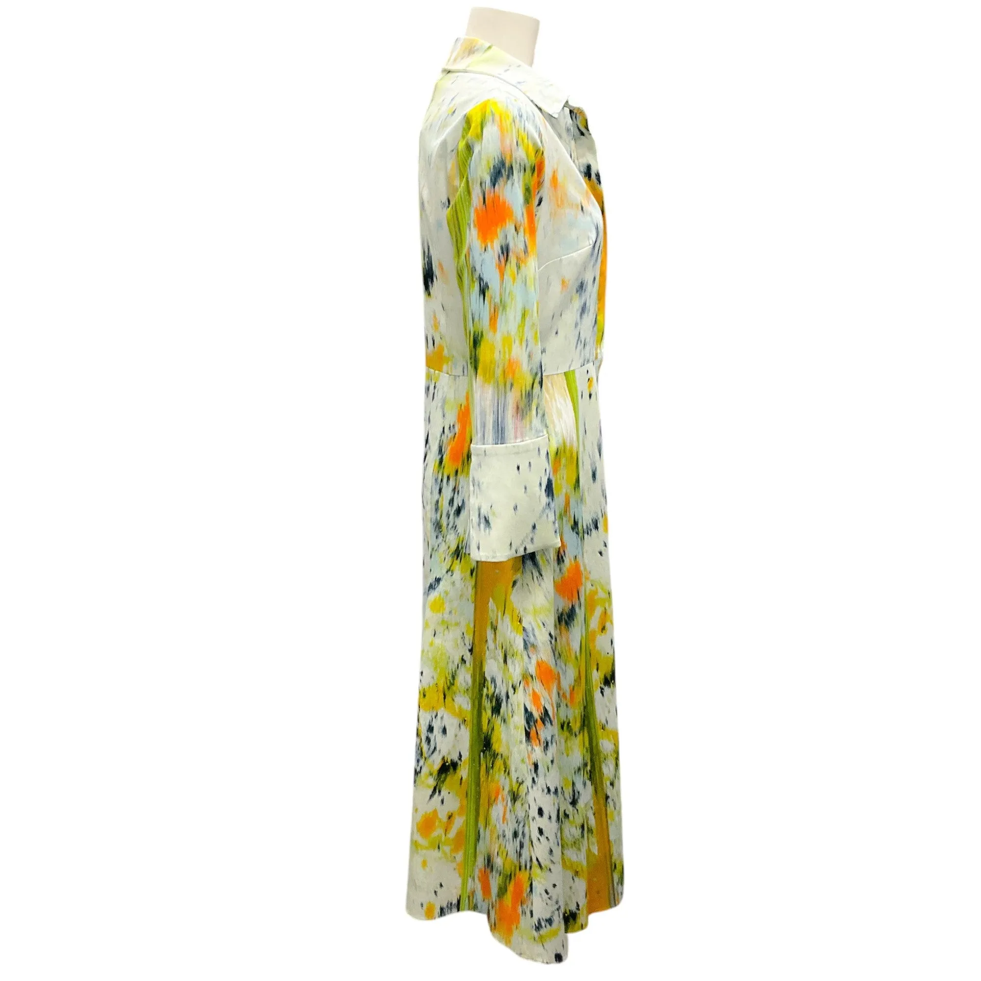 Oscar de la Renta Calendula / Light Blue / Butter Yellow / Midnight 2024 Abstract Brushstroke Print Midi Dress