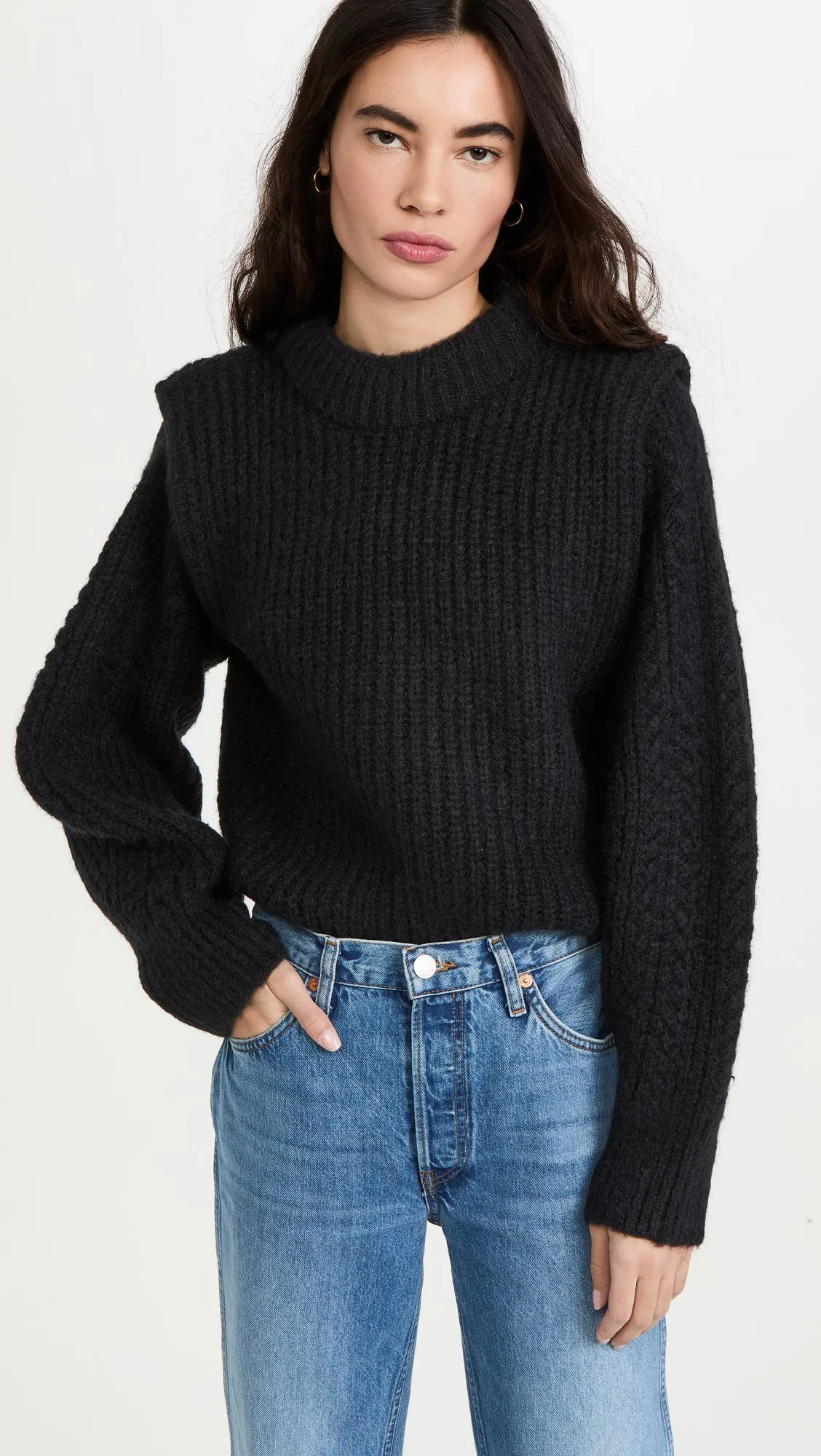 PADDED SHOULDER SWEATER