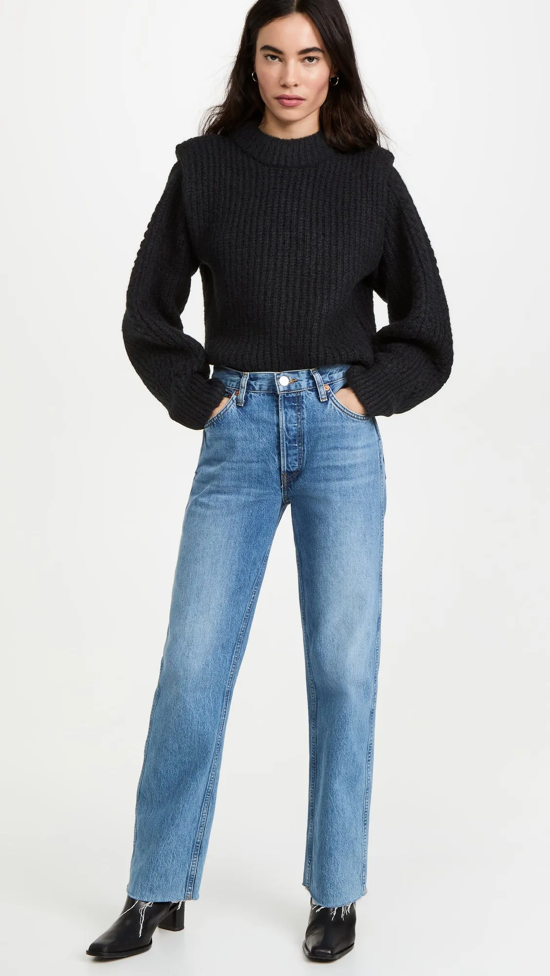 PADDED SHOULDER SWEATER