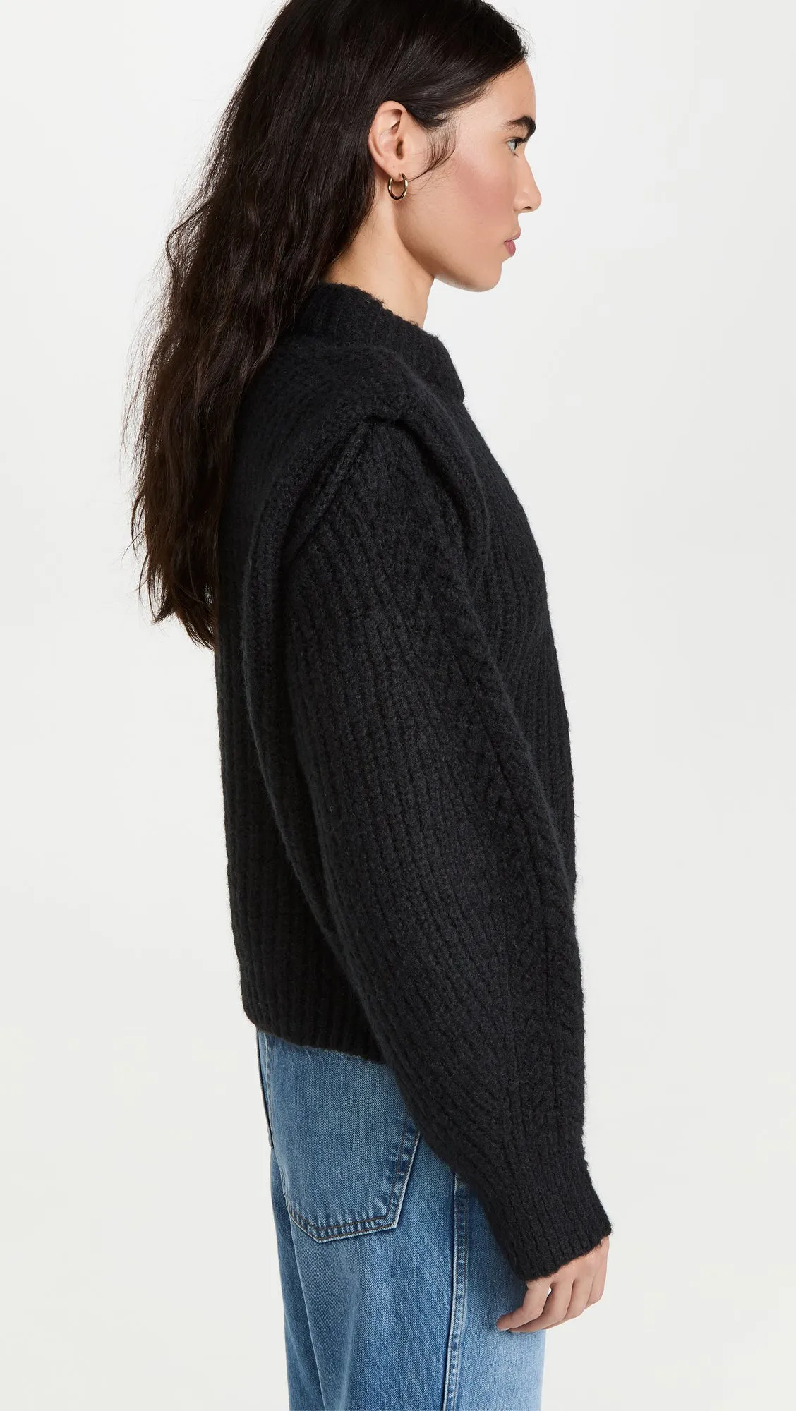 PADDED SHOULDER SWEATER