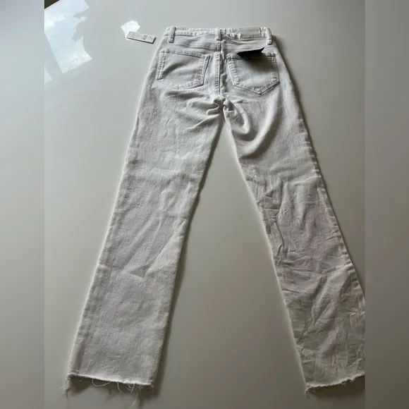 PAIGE Cindy High-Rise Straight-Leg Jeans in White Noise Size 24 NWT