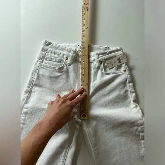 PAIGE Cindy High-Rise Straight-Leg Jeans in White Noise Size 24 NWT