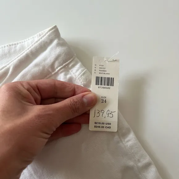 PAIGE Cindy High-Rise Straight-Leg Jeans in White Noise Size 24 NWT
